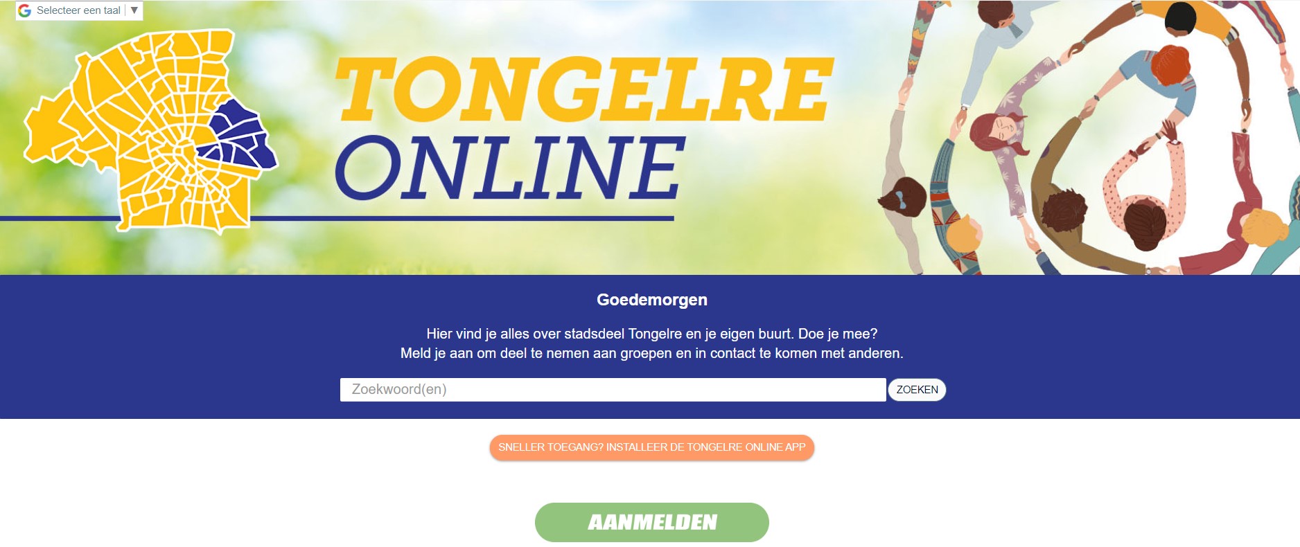 Screenshot wijkplatform Tongelre online